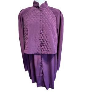 Susan Graver Size Large NEW Quilted Trench Long Sleeve Duster Jacket Grape